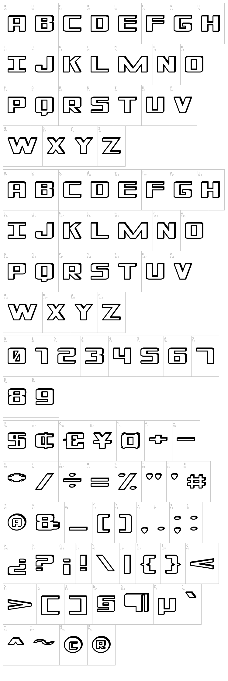 Shadded of South font map